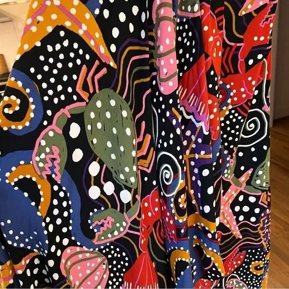 NWT Farm Rio Under The Sea Long Sleeve V-neck Plunge Ruffle Maxi Dress Small - Picture 13 of 15